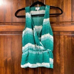 Parker green multicolored tank top blouse size medium